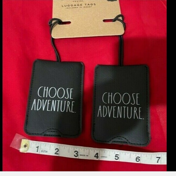 Rae Dunn black Choose Adventure travel luggage tag set of 2 nwt - Picture 3 of 6